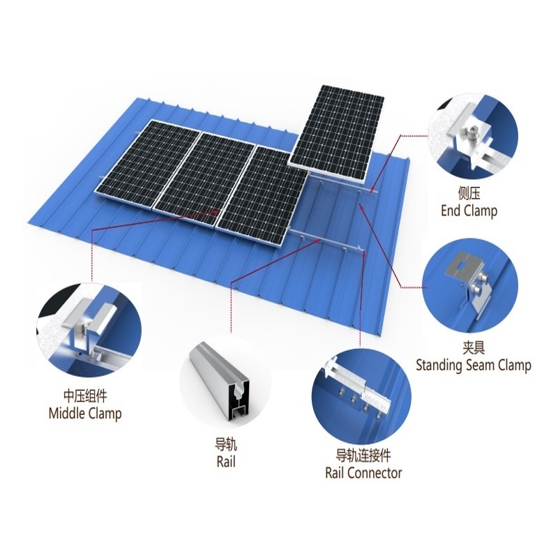 Support de montage photovoltaïque, Installation de trépied solaire, système de panneaux PV, toit, Rail en aluminium, solaire