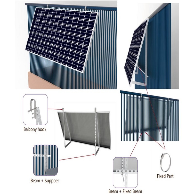 Kit solaire facile, supports de montage de panneaux solaires universels pour balcon, support de Module solaire pour balcon